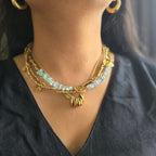 Green fluorite layered necklace
