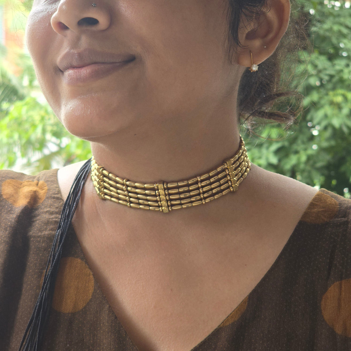 Classic Brass Beaded Choker