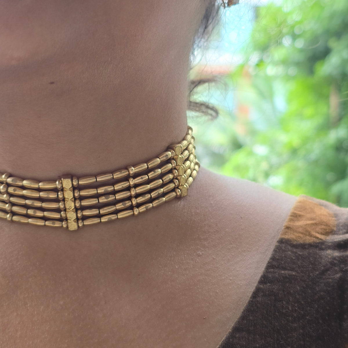 Classic Brass Beaded Choker