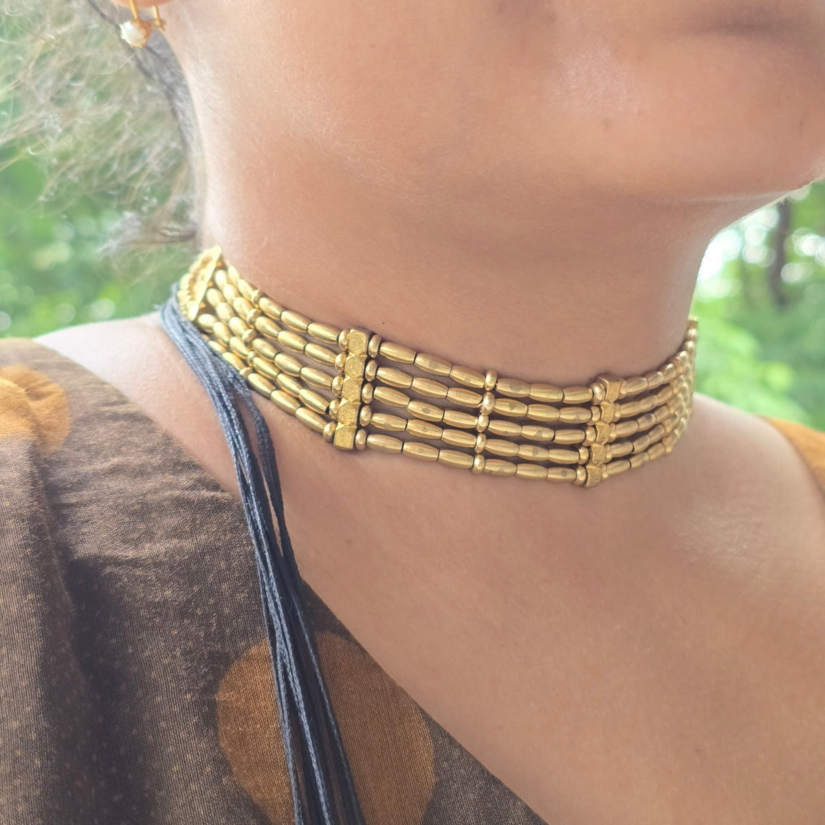 Classic Brass Beaded Choker