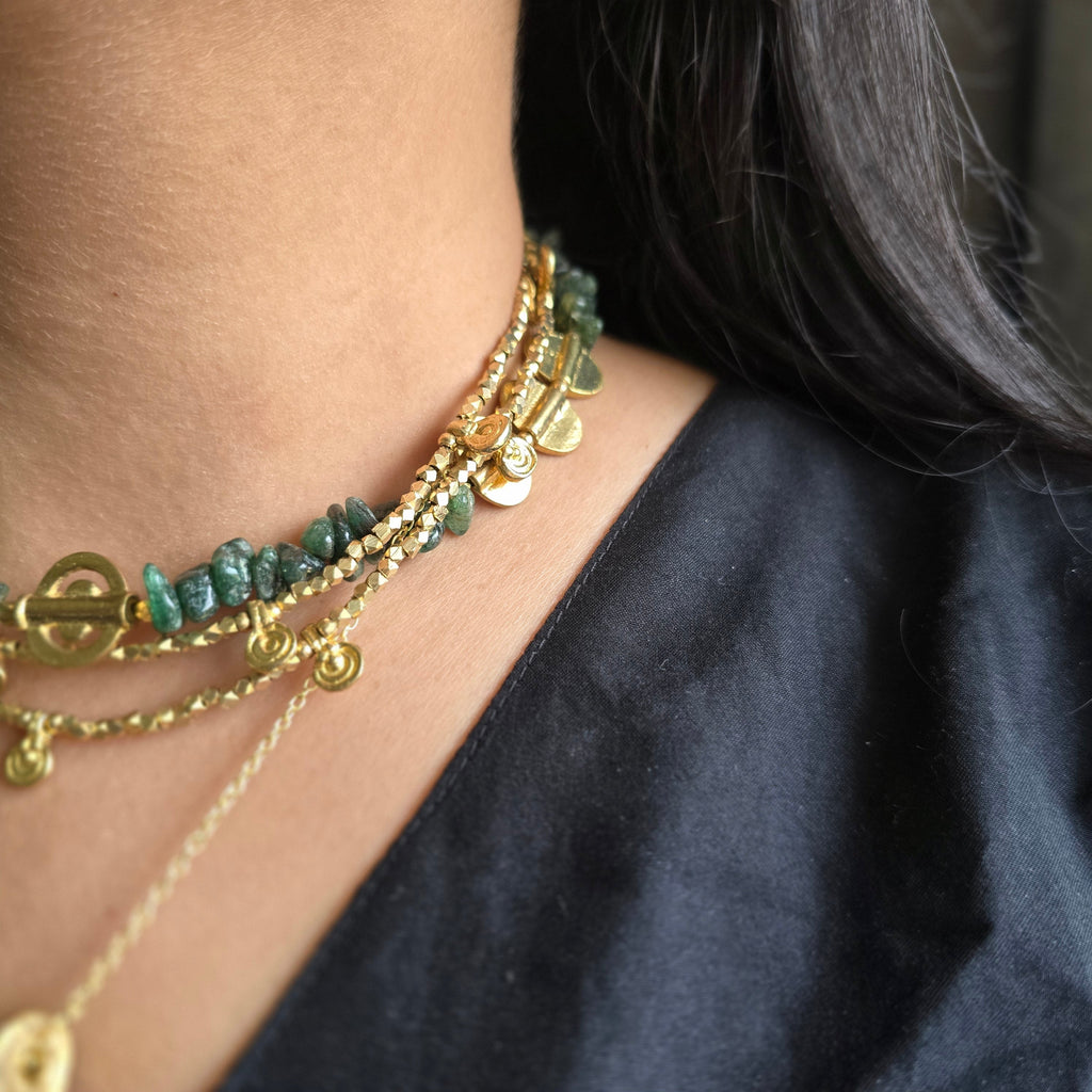 Green maize layered necklace