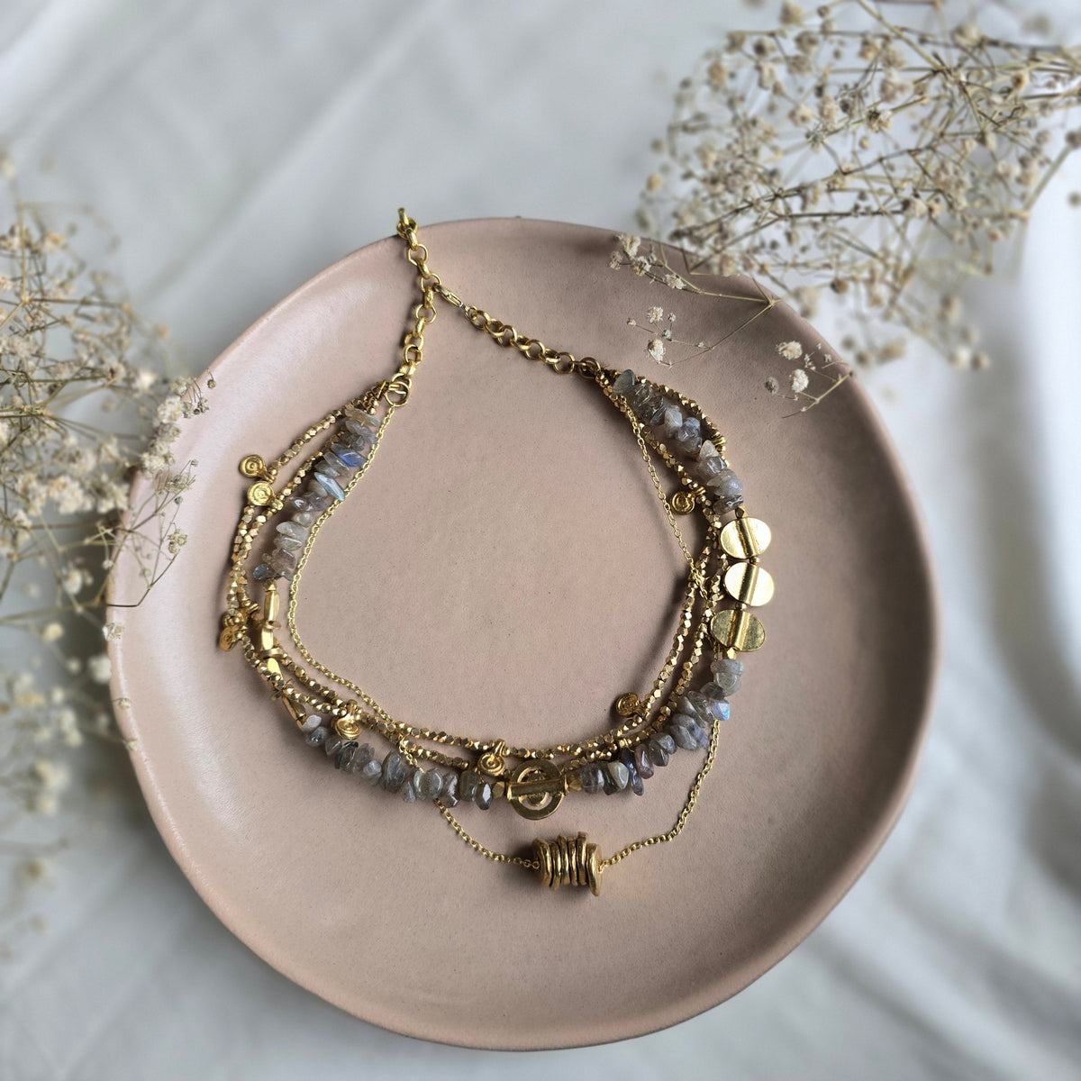 Labradorite layered necklace