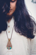 beaten triangular one paise necklace