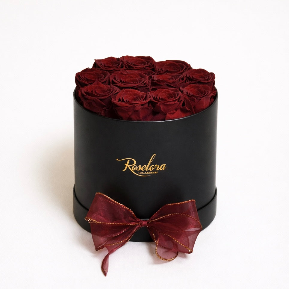 Small Round · 12 Burgundy Roses