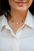 Corals, Lapis and Pearl choker