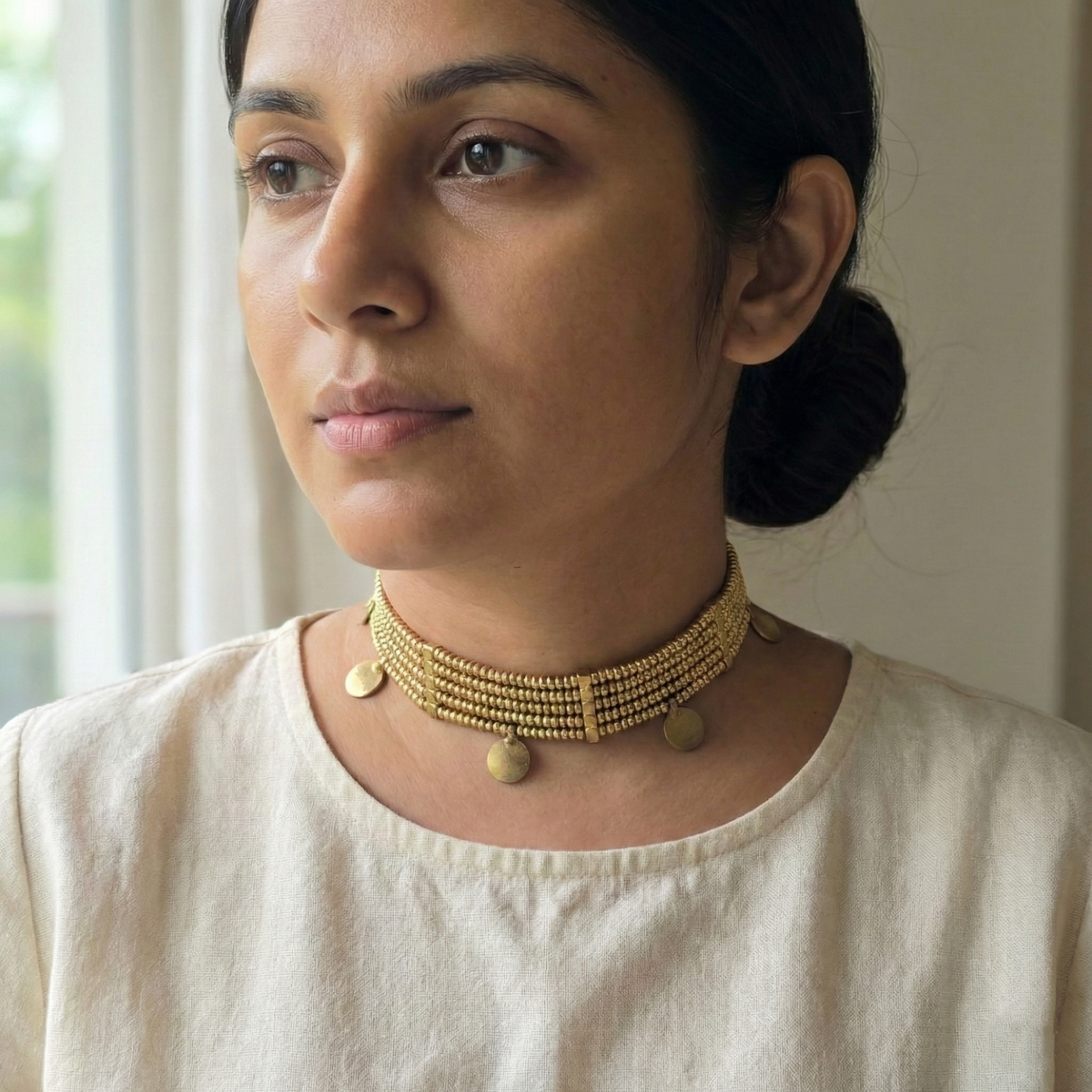 Medallions Brass Charm Choker