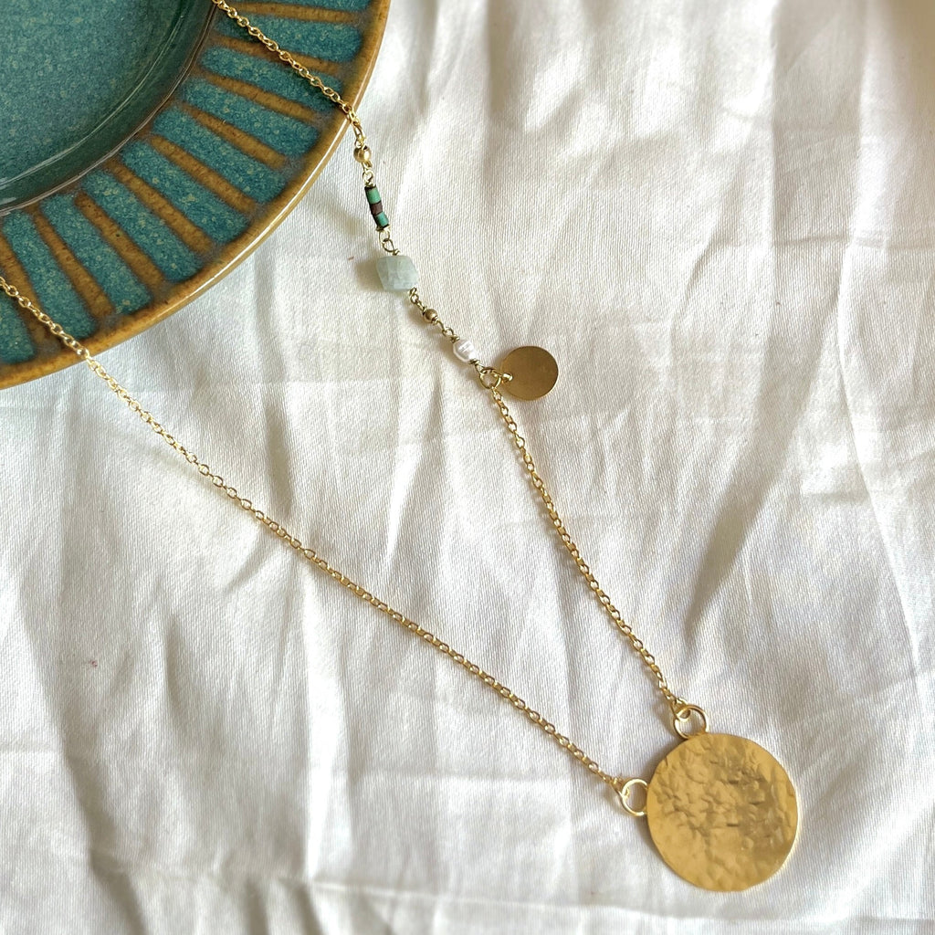 hammered disc necklace