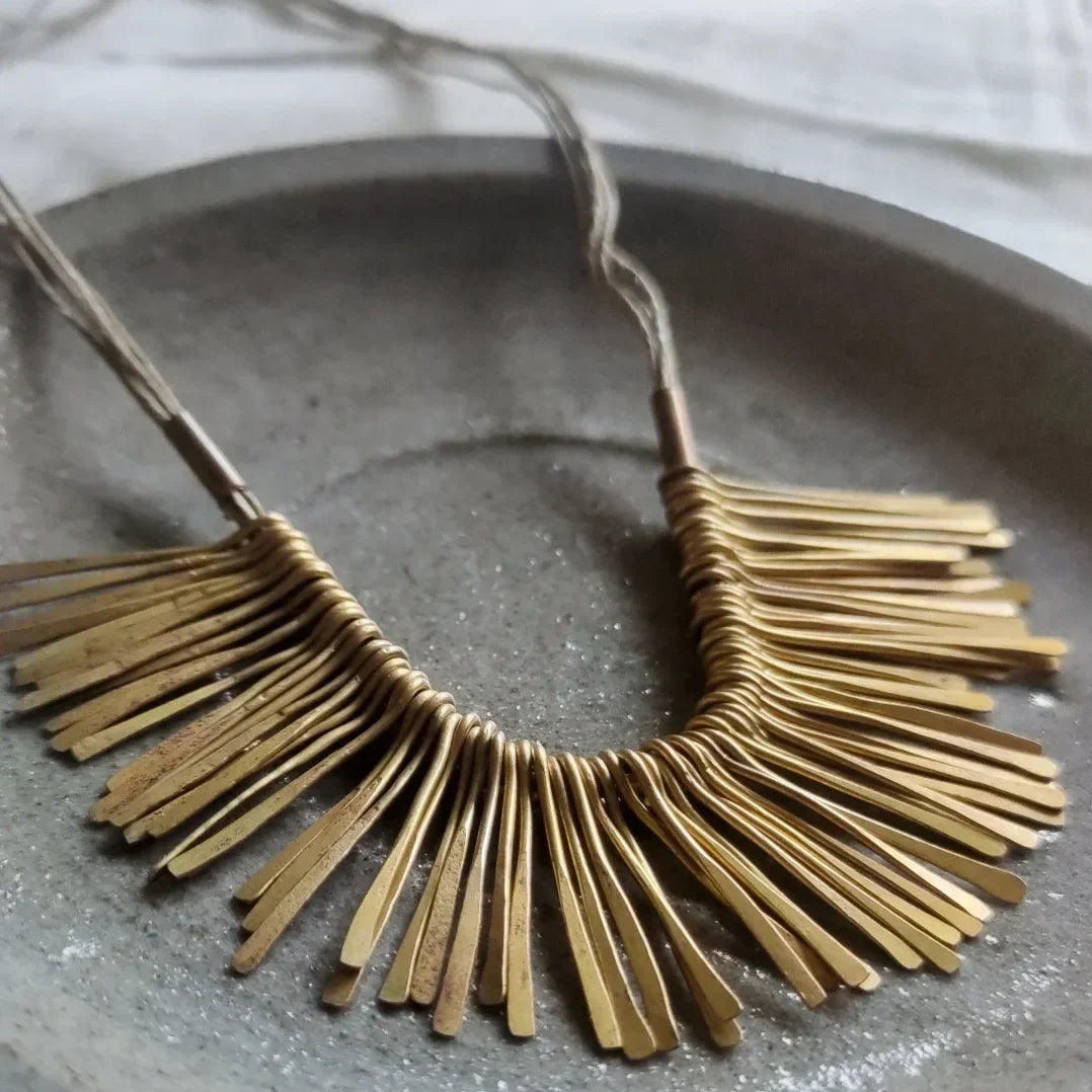 Brass spikes necklace