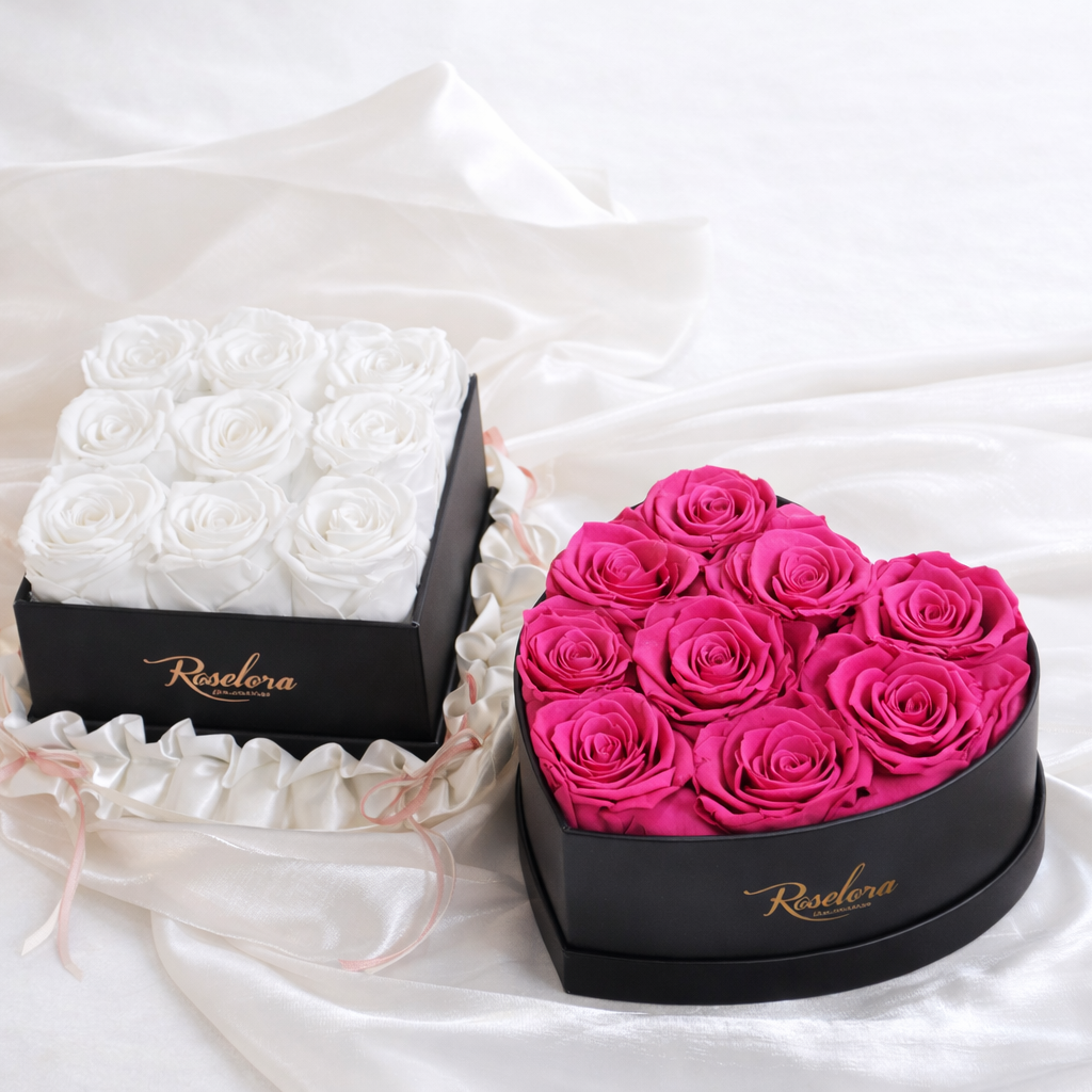 Mini Heart · 9 Fuchsia Roses