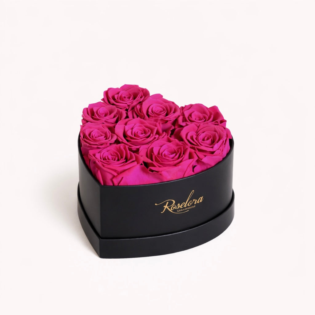 Mini Heart · 9 Fuchsia Roses