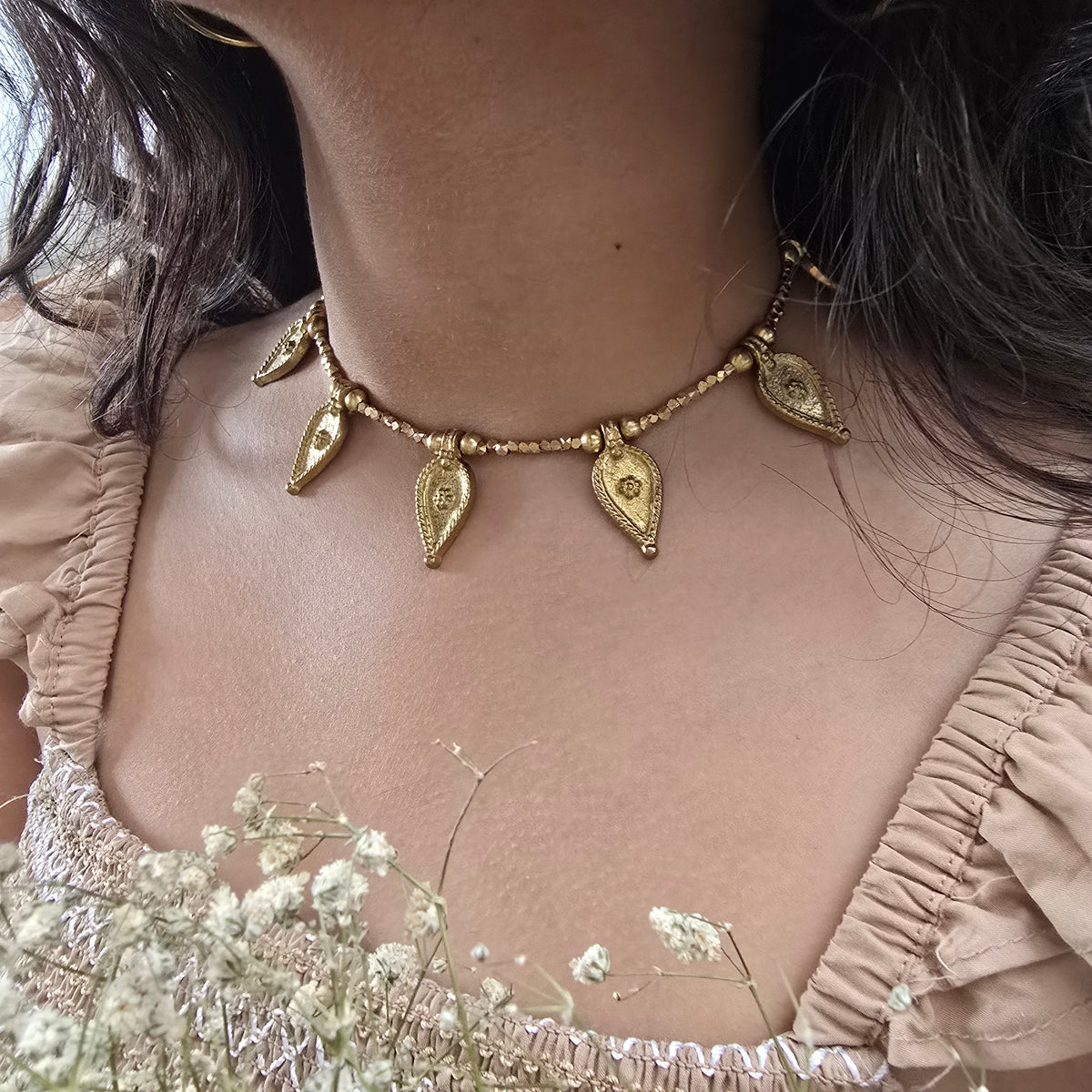 Brass Leaf Choker