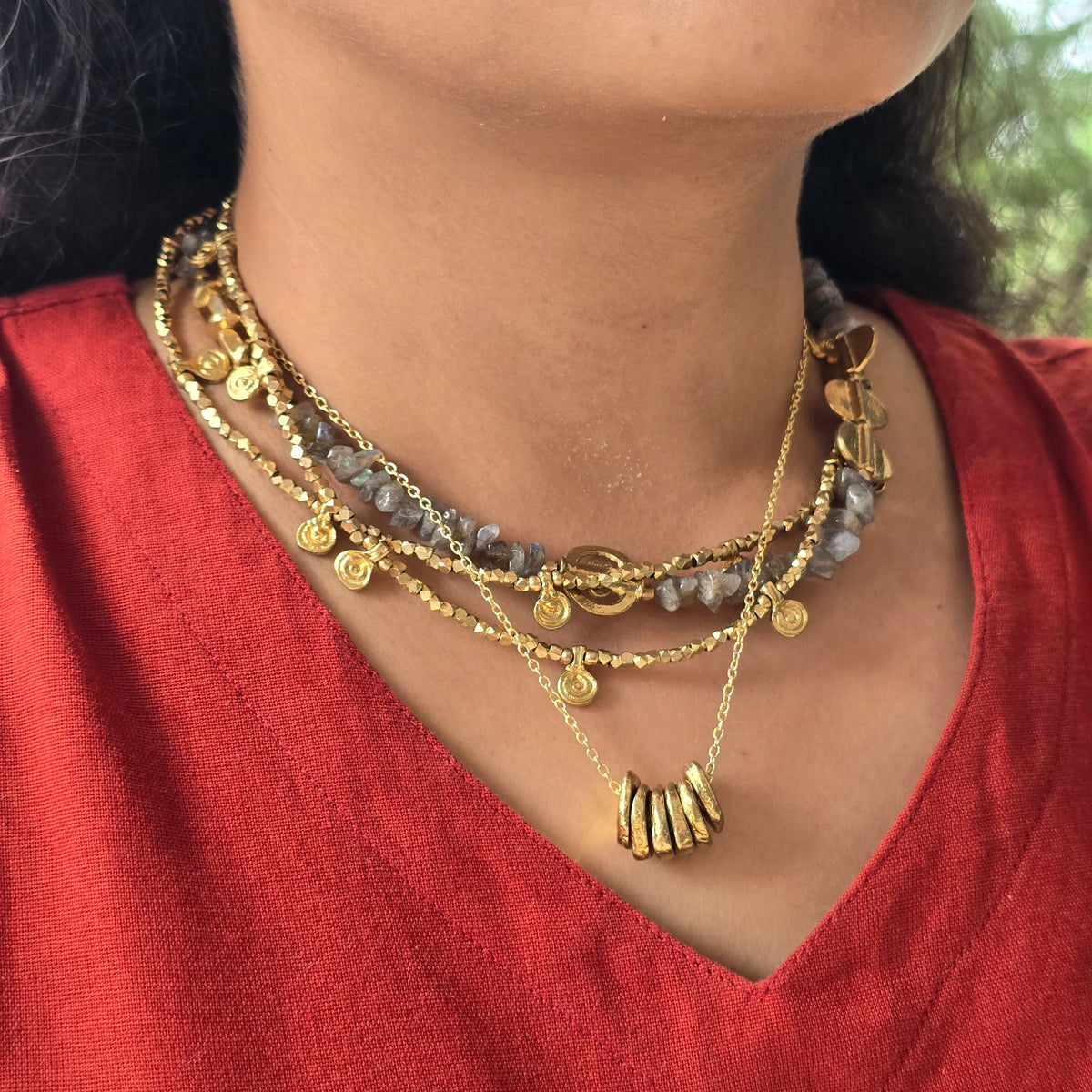 Labradorite layered necklace