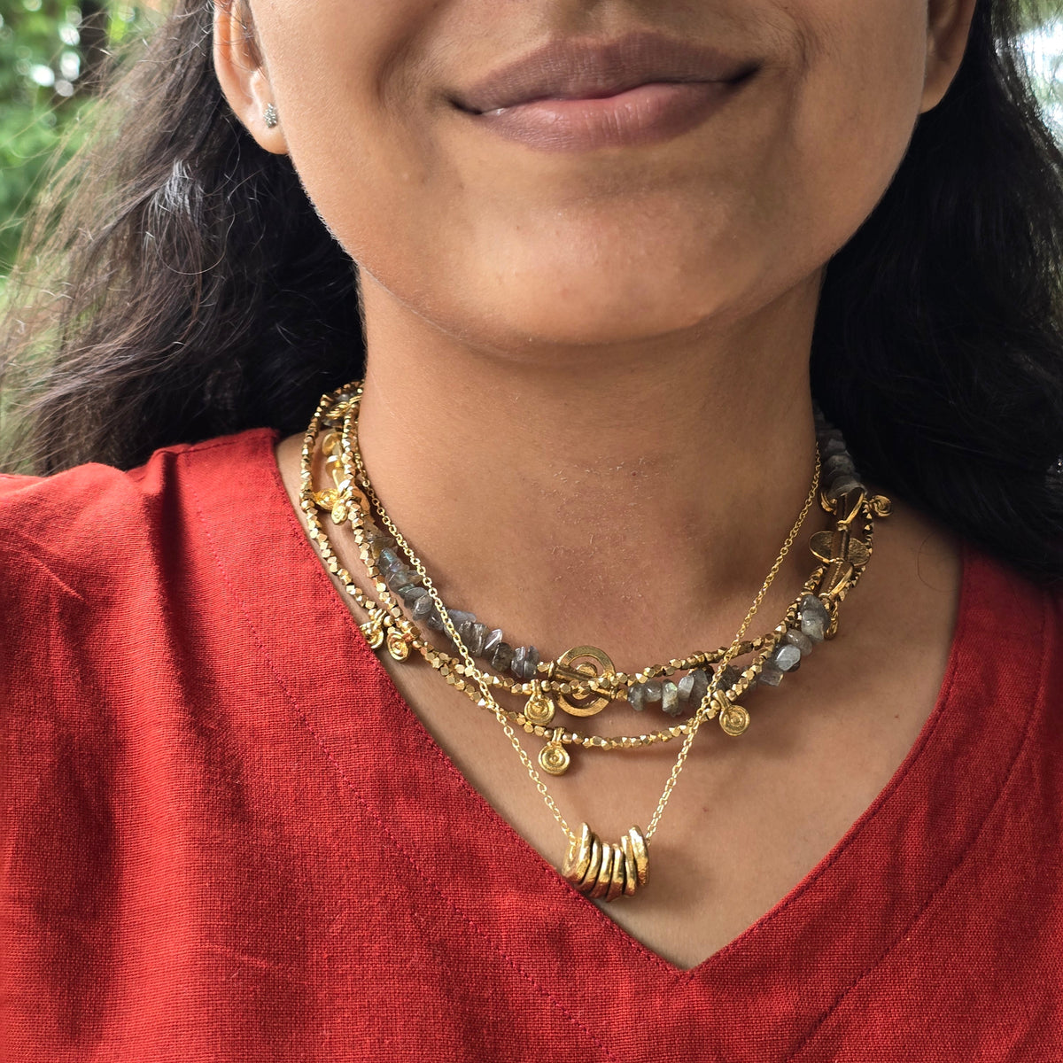 Labradorite layered necklace
