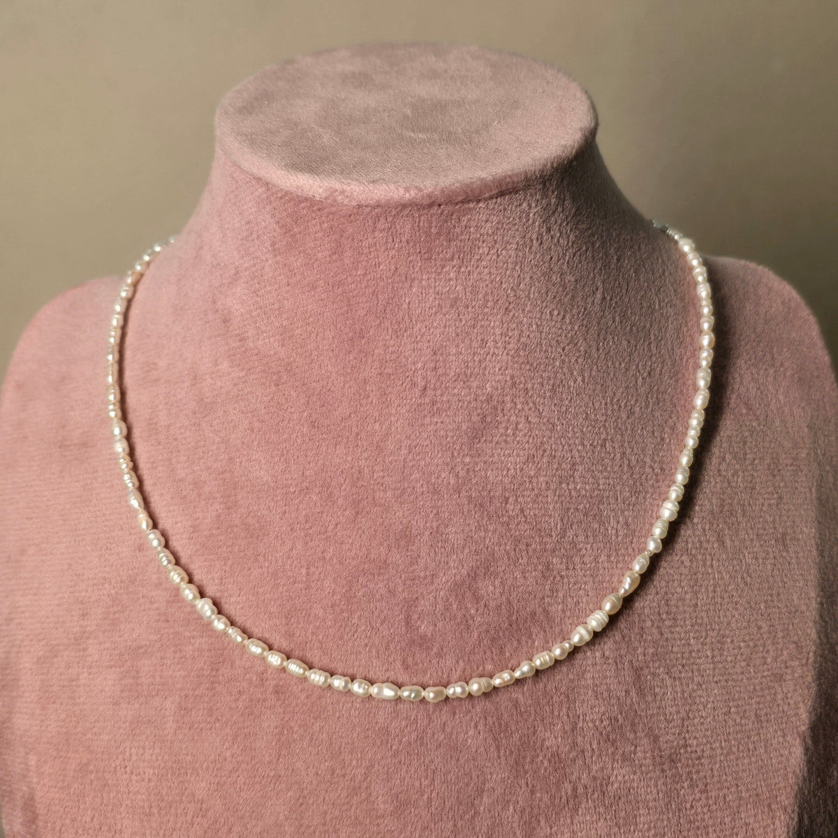 Dainty long pearl necklace