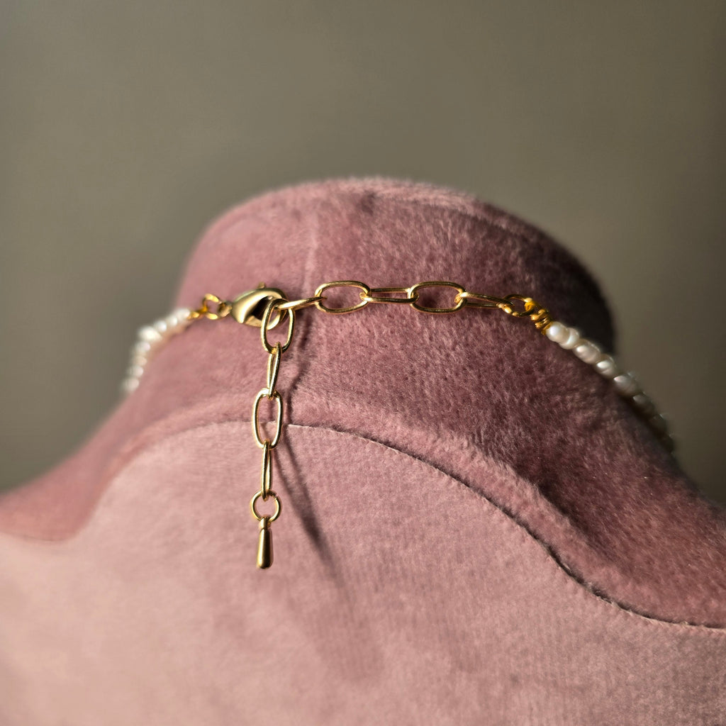 Dainty long pearl necklace