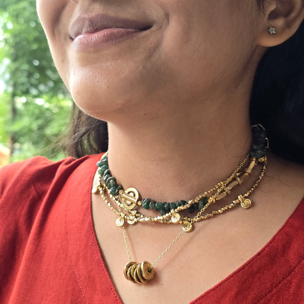 Green maize layered necklace